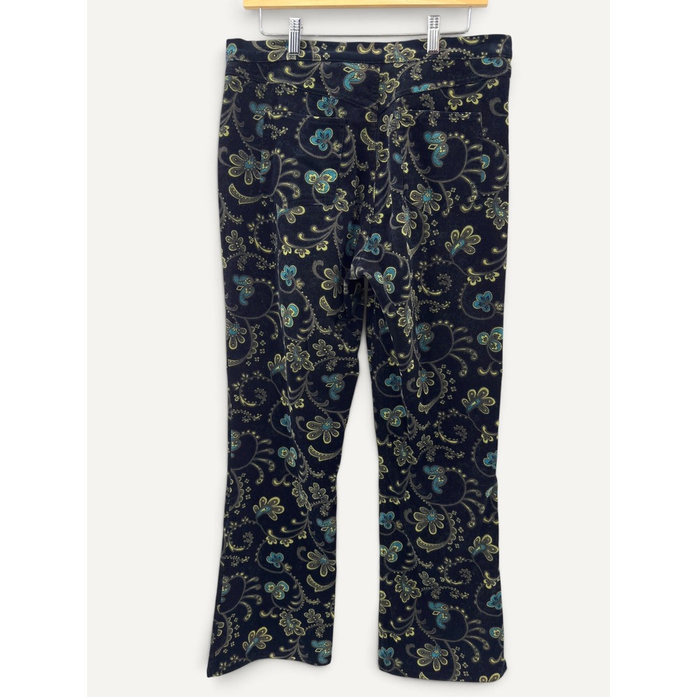 Windridge Women Cotton Pants Black Paisley Floral Corduroy High Rise Straight 12